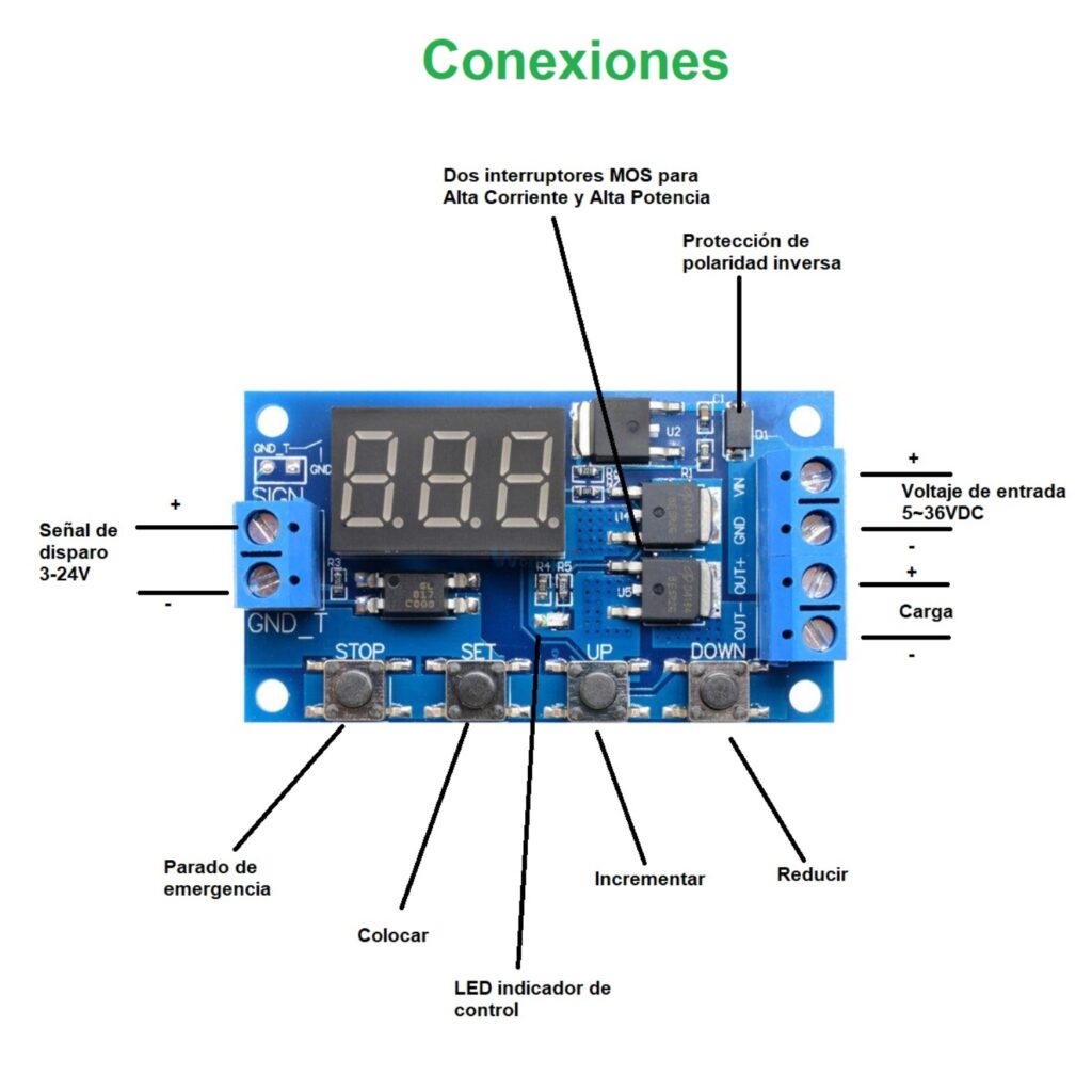 Módulo Temporizador Digital Dual MOS SANDOROBOTICS