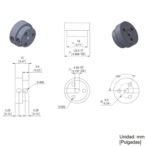 Acoplador de Ruedas de Aluminio de 4 mm (Una pieza) - Imagen 6