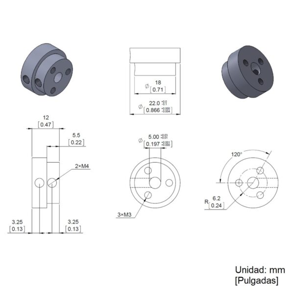 Acoplador de Ruedas de Aluminio de 5 mm (Una pieza) - Imagen 6