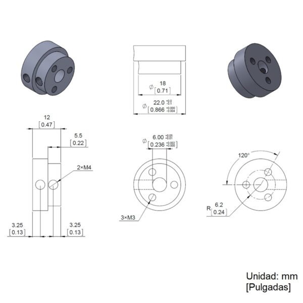 Acoplador de Ruedas de Aluminio de 6 mm (Una pieza) - Imagen 6