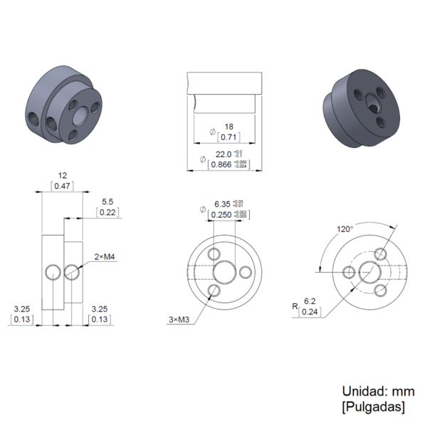 Acoplador de Ruedas de Aluminio de 1/4" (Una pieza) - Imagen 6