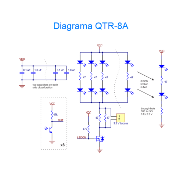 Sensor Reflectivo Analogico QTR-8A - Imagen 5