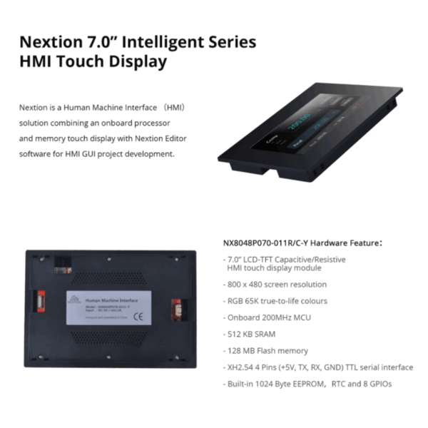 Pantalla Táctil Capacitiva HMI Nextion 7.0" (NX8048P070-011C-Y) - Con Case - Imagen 3