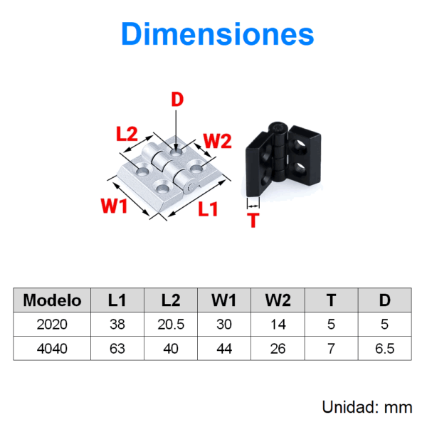 Bisagra de Aleación de Zinc para Perfil 4040 - Negro - Imagen 4