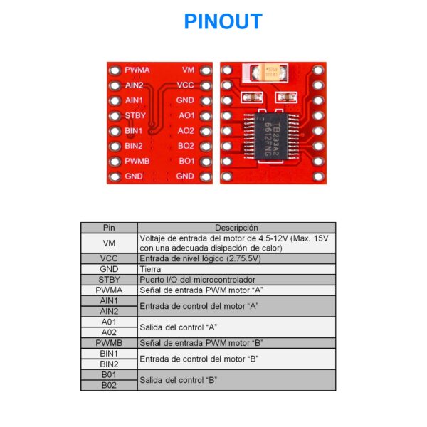 Controlador Para Motor Dual TB6612FNG Compatible - Imagen 3