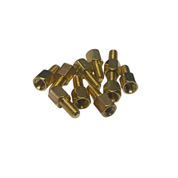 Poste de Latón M3x5+6mm Macho-Hembra — 10 Piezas