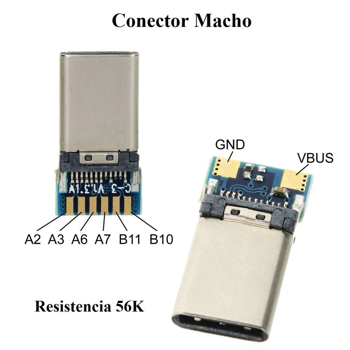 Par de Conectores USB Tipo C - 24 Pines (2 Piezas) - SANDOROBOTICS