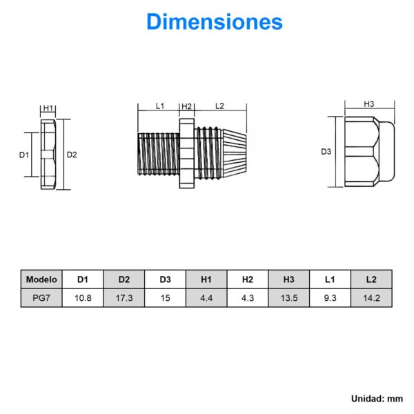 Par de Conectores Impermeables PG7 (Blanco y negro) - Imagen 3