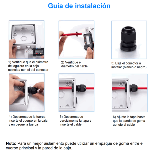 Par de Conectores Impermeables PG7 (Blanco y negro) - Imagen 4