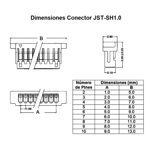 Par de Cables con Conector Micro JST SH1.0 — 3 Pines - Imagen 2