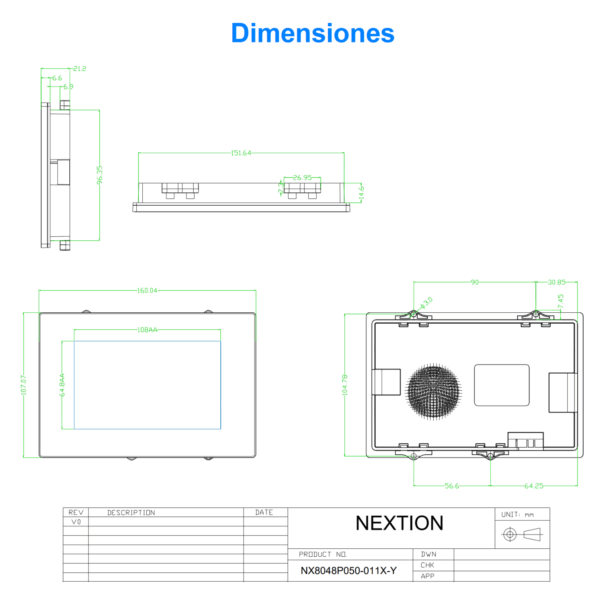 Pantalla Táctil Capacitiva HMI Nextion 5.0" (NX8048P050-011C-Y) - Con Case - Imagen 3