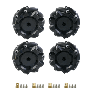 Kit de Ruedas Mecanum con Adaptadores Hexagonales — 97x 48 mm (4 Piezas)