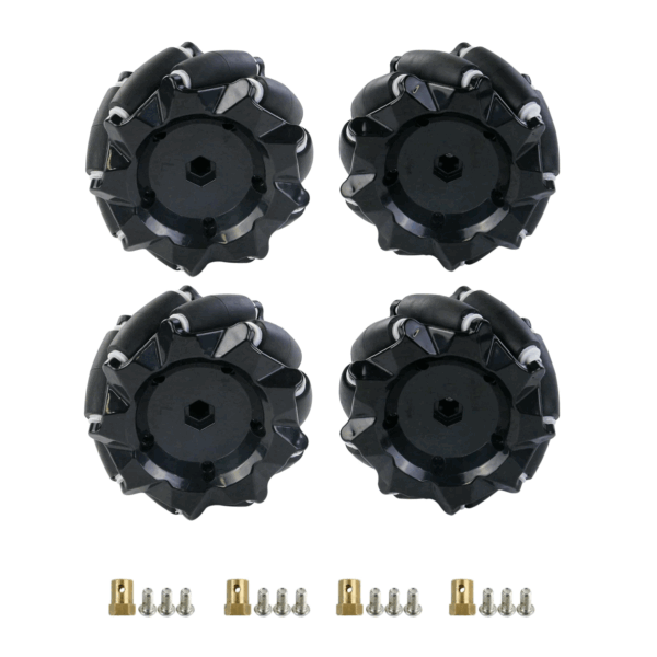 Kit de Ruedas Mecanum con Adaptadores Hexagonales — 97x 48 mm (4 Piezas)