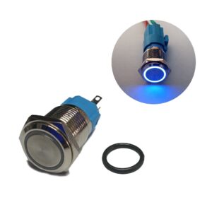 Switch PushButton Metálico 16mm — Azul (Momentáneo)